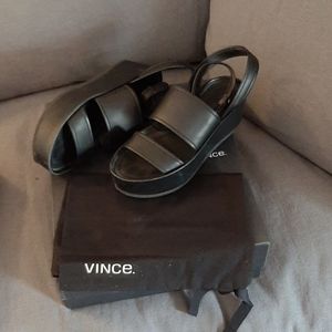 Vince leather platform ankle strap sandals